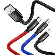 Zobrazit detail produktu Datov kabel Baseus 3v1 USB/microUSB, Lightning, USB-C 1,2m 3,5A ern