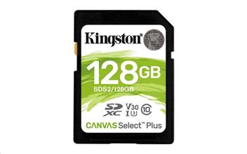 Zobrazit detail produktu Pamov karta Kingston Canvas Select Plus SDXC 128GB 100R C10 UHS-I U3 V30