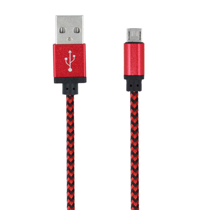 Datový kabel Forever micro USB 1m 1A textilní červeno černý