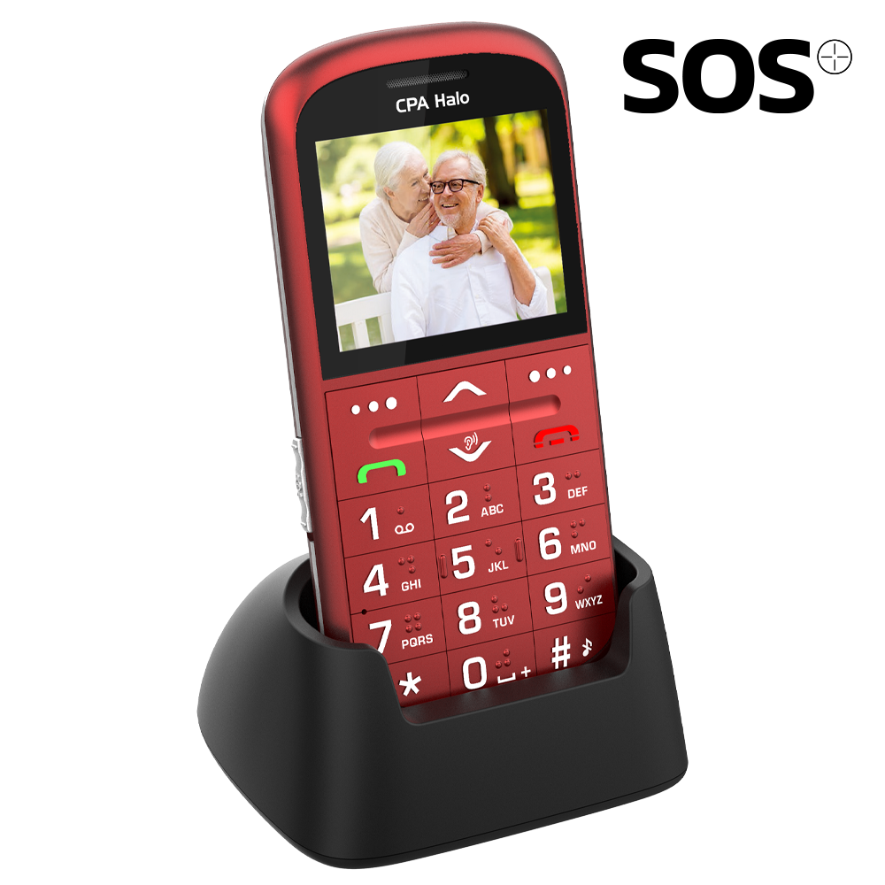 Telefon CPA Halo 11 Pro Senior červený s nabíjecím stojánkem