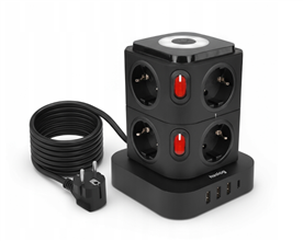 Zobrazit detail produktu Nab�jec� stanice Huslog 15W 8xz�suvka, 1xUSB-C, 3xUSB, 1x LED sv�tlo �ern�