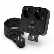 Zobrazit detail produktu Nab�jec� stanice Huslog 15W 2xz�suvka, 2xUSB-C, 2xUSB, 1x dr��k na telefon �ern�