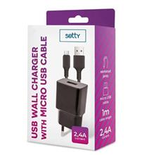 Zobrazit detail produktu Nabjeka do st Setty 2,4A s kabelem USB/microUSB 1m, 1xUSB ern