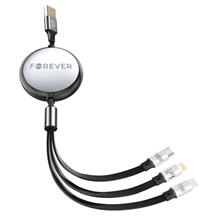 Zobrazit detail produktu Nav�jec� kabel Forever 3v1 USB/2xUSB-C, Lightning 1,2m 100W �ern�