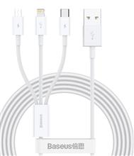 Zobrazit detail produktu Datový kabel Baseus Superior 3v1 microUSB+Lightning+USB-C 1, 5m 3, 5A bílý