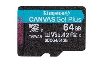 Zobrazit detail produktu Pamov karta 64GB Kingston microSDXC Canvas Go Plus Gen4 200MB/s A2 U3 V30 s adaptrem