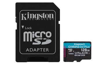Zobrazit detail produktu Pamov karta 128GB Kingston microSDXC Canvas Go Plus Gen4 200MB/s A2 U3 s adaptrem
