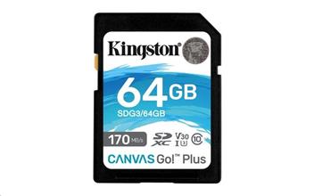 Zobrazit detail produktu Pamov karta 64GB Kingston microSDXC Canvas Go Plus 170R C10 UHS-I U3 V30